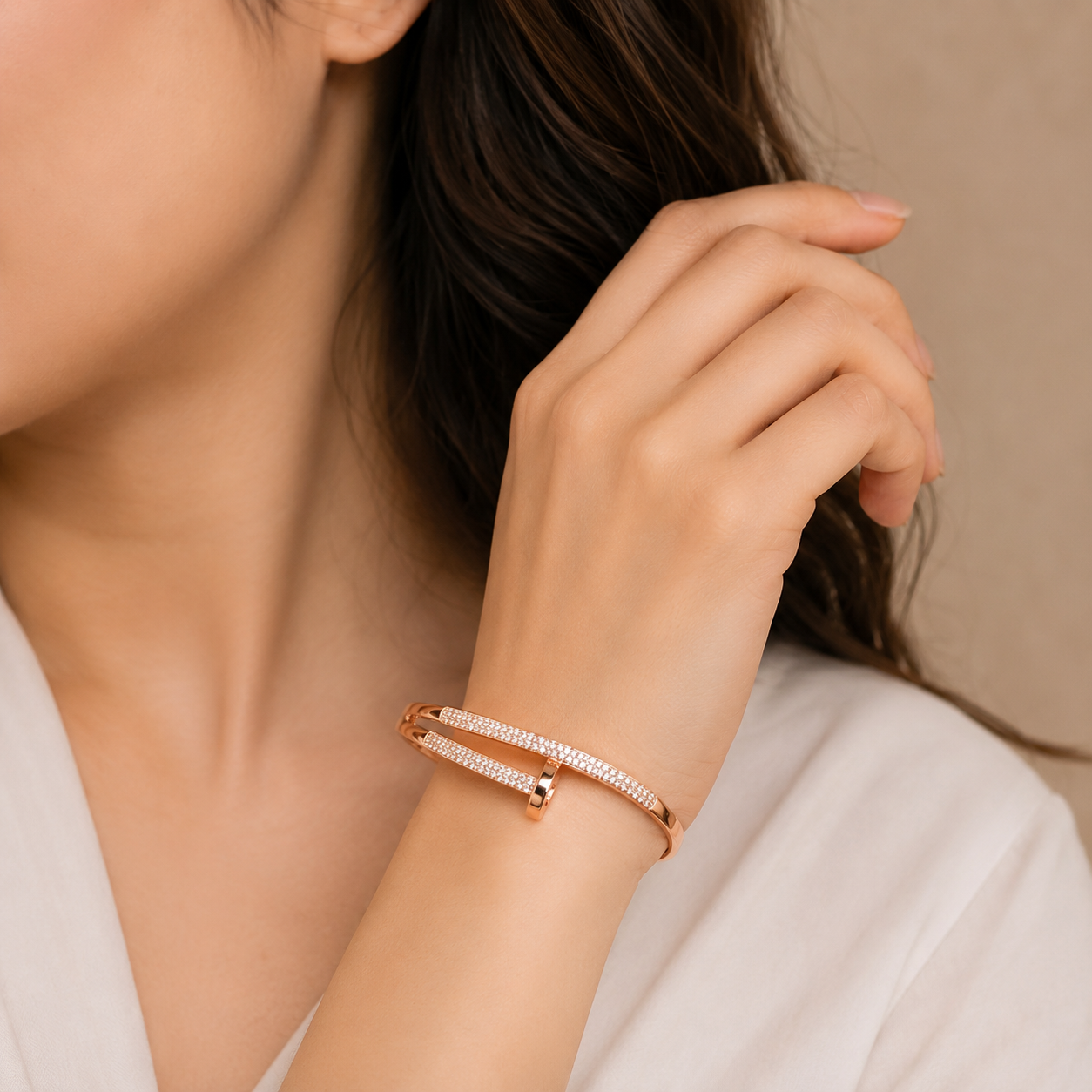 Rose Gold Crystal Nail Bracelet