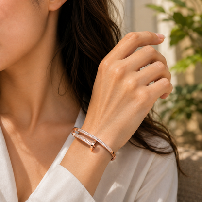 Rose Gold Crystal Nail Bracelet