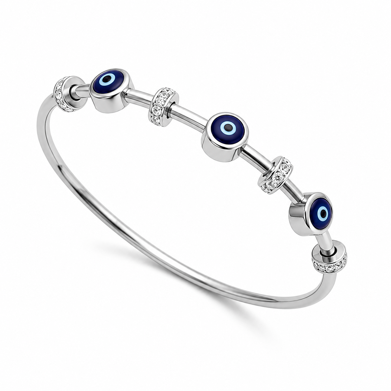Evil Eye Silver Charm Bracelet