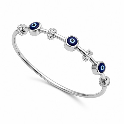 Evil Eye Silver Charm Bracelet