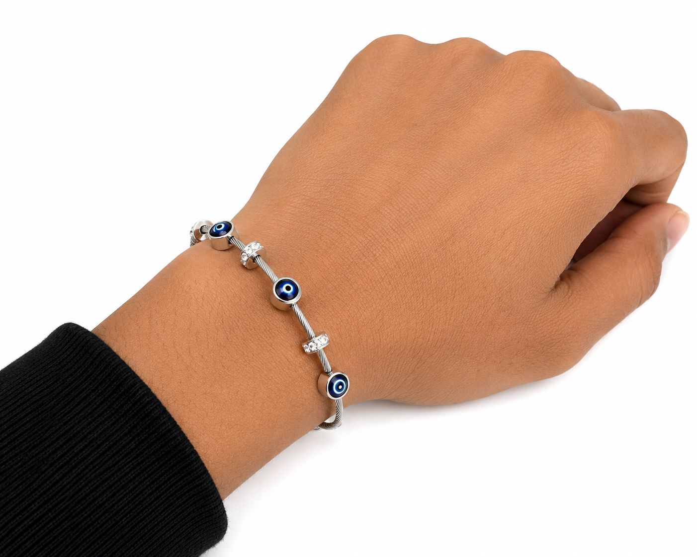Evil Eye Silver Charm Bracelet