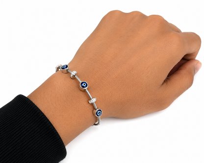 Evil Eye Silver Charm Bracelet
